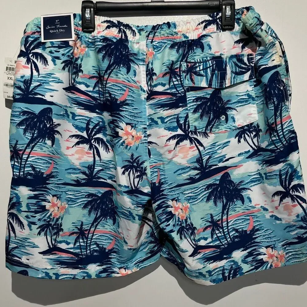 Club Room Men's‎ Multicolor Tropical Quick Dry Drawstring Swim Trunks XXL NWT